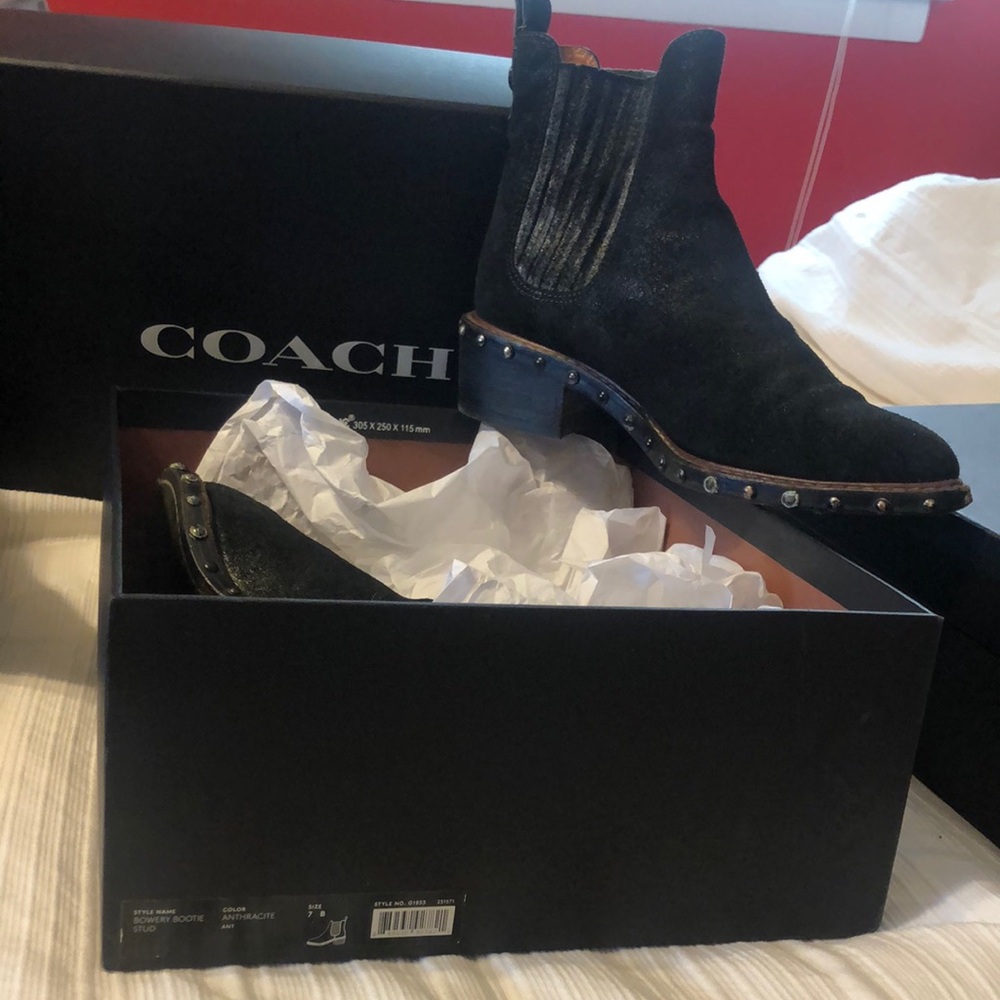 Coach Black Anthracite  Suede Boots